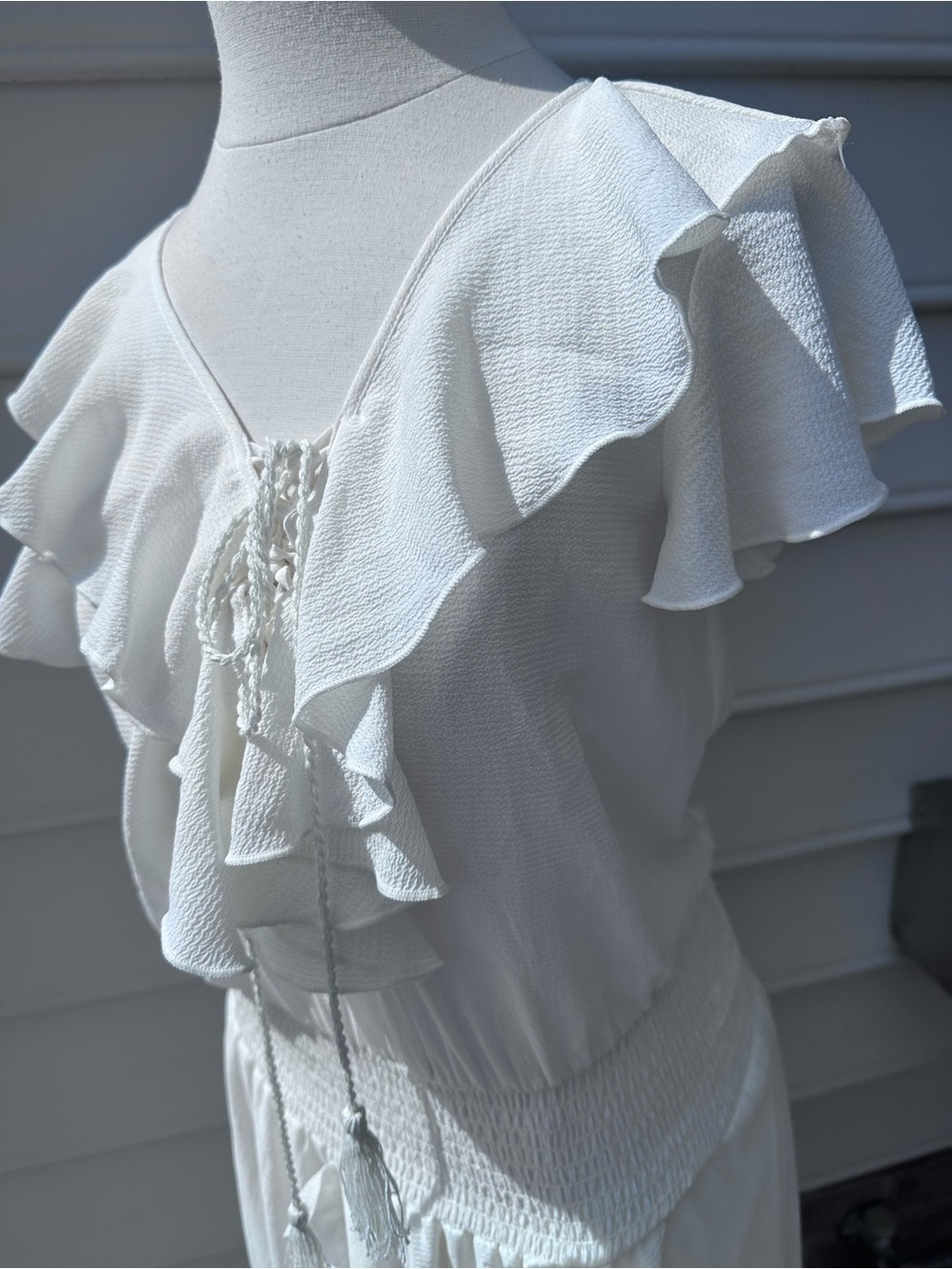 Chelsea & Violet White Ruffled Lace-Up Maxi Dress - Picture 3 of 7